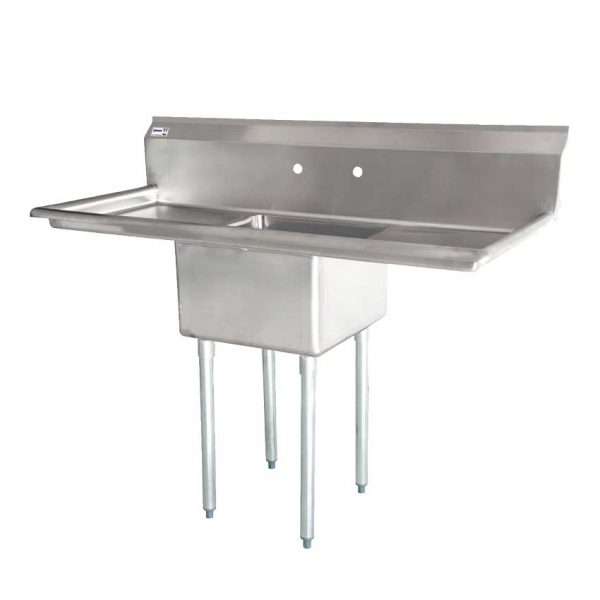 Omcan Single Compartment Sink with 2 Drainboards 24'' x 24'' x 14'' - 25255