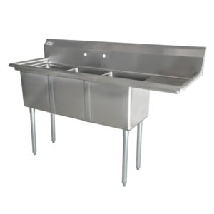 Omcan Triple Pot Sink 1 Drainboard Right  24'' x 24'' x 14'' - 25260