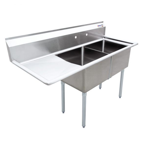 Omcan Double Pot Sink 1 Drainboard Left 24'' x 24'' x 14'' - 25256