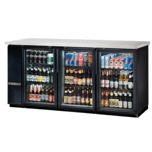 True TBB-24-72G-HC-LD 73" 3 Glass Door Back Bar Refrigerator