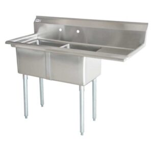 Omcan Double Compartment Sink 1 Drainboard Right 24'' x 24'' x 14'' - 25257