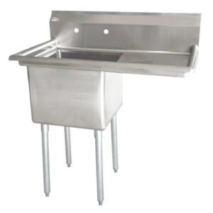 Omcan Single Compartment Sink with 1 Drainboard Right 24'' x 24'' x 14'' - 25254