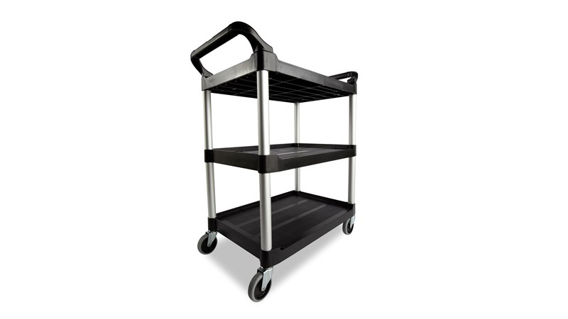 Rubbermaid 3-Tier Utility Cart With Casters 40"x 20 "x 38" - Black 4091