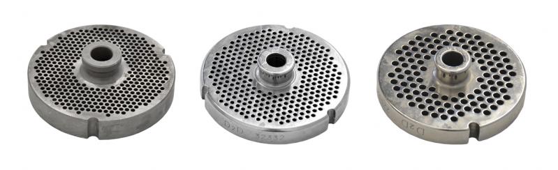 Omcan STAINLESS STEEL #32 MACHINE PLATE WITH HUB 6MM (1/4”) – THREE NOTCHES/ ROUND - 23563