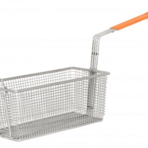 Omcan Nickel Plated Fry Basket 12 1/8" x 6 5/16" x 5 5/16" Orange Handle