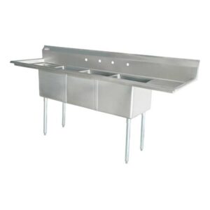 Omcan Triple Pot Sink With 2 Drainboards 24'' x 24'' x 14'' - 25261