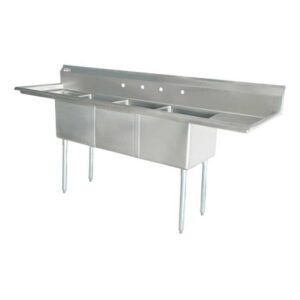 Omcan Triple Compartment Sink With 2 Drainboards 24'' x 24'' x 14'' - 25261