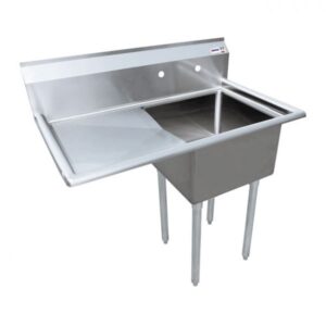 Omcan Single Pot Sink with 1 Drainboard Left 18'' x 18'' x 11'' - 25247