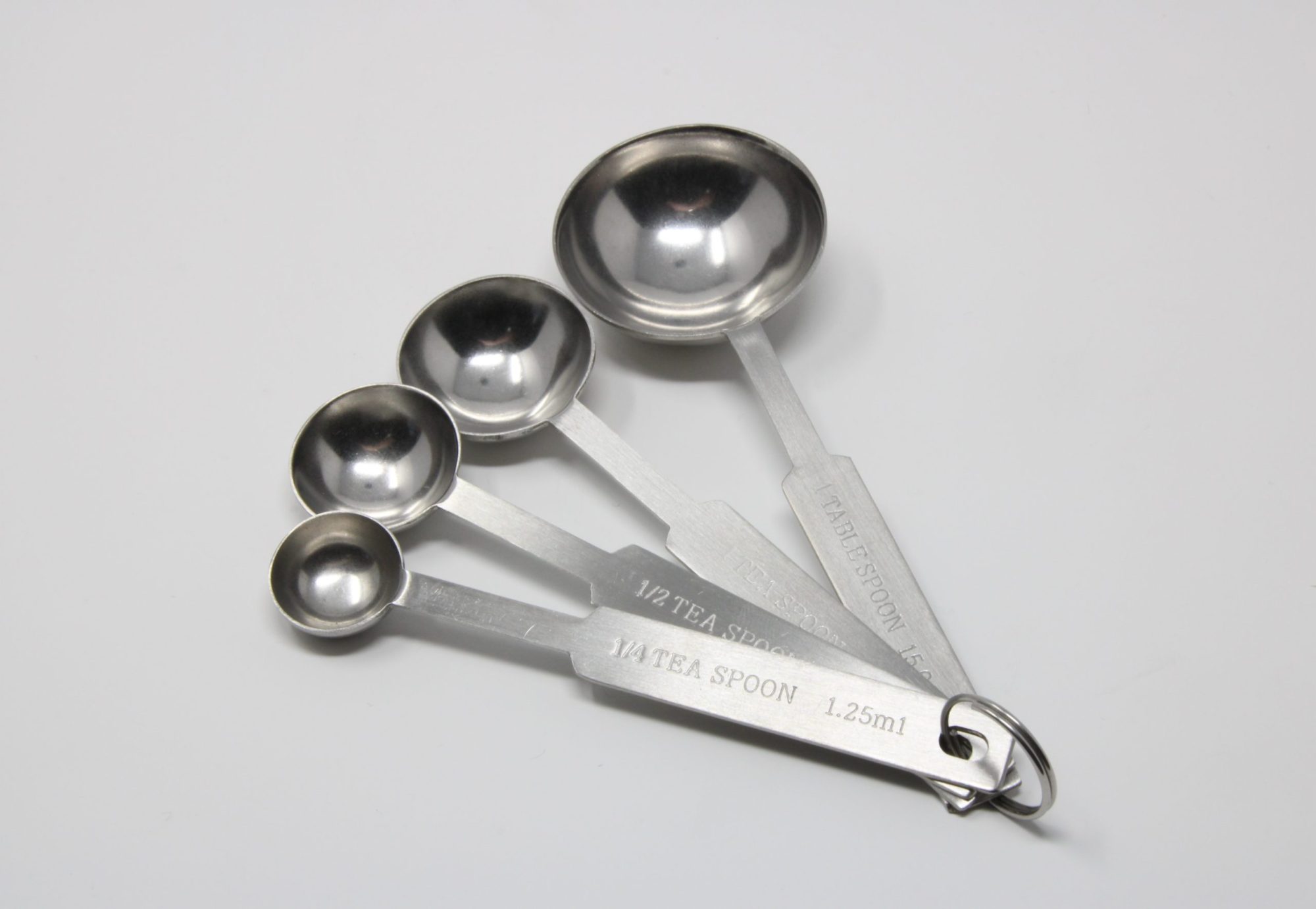 Stainless Steel Measuring Spoon Set (1/4, 1/2, 1 Tsp, 1 Tbsp)
