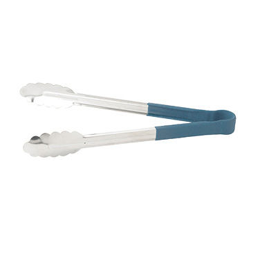 Winco 9" Utility Tong Stainless Steel/Blue Handle - UT-9HP-B