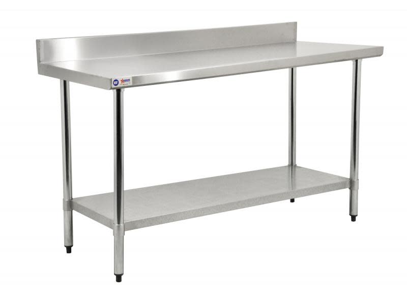 Omcan 18″ x 30″ Stainless Steel Work Table with 4″ Backsplash