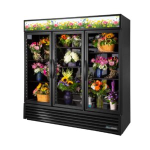True GDM-72FC-HC~TSL01 BLK 78" 3 Glass Door Floral Merchandiser