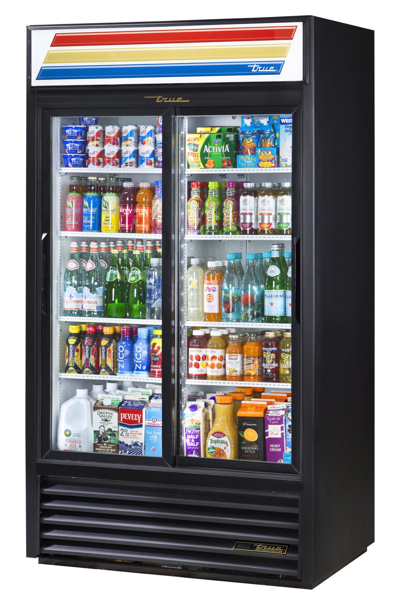 True GDM-37-HC-LD Black 43 1/2"  2 Section Glass Door Merchandiser