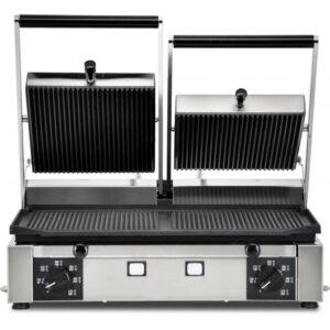 Omcan Panini Grill 10" x 19" Double Grooved Plates  220V - 11378