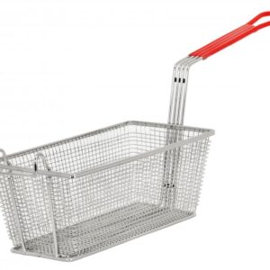 Omcan Nickel Plated Fry Basket 12 7/8" x 6 1/2" x 5 3/8"  Red Handle