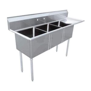 Omcan Triple Compartment Sink 1 Drainboard Right 18'' x 18'' x 11'' - 22116