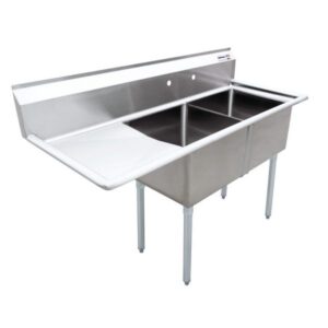 Omcan Double Pot Sink 1 Drainboard Left 18'' x 18'' x 11'' - 25250