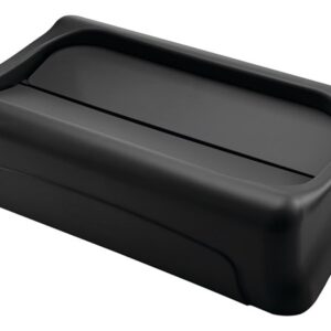 Rubbermaid Commercial Slim Jim Rectangular Trash Can Swing Lid-Black - FG267360BLA
