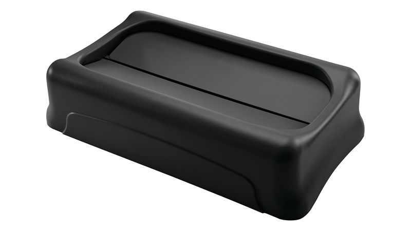 Rubbermaid Commercial Slim Jim Rectangular Trash Can Swing Lid-Black - FG267360BLA