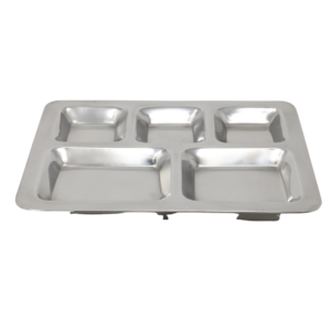 Vinod Stainless Steel Mess Tray 5 Compartment 13 1/2'' x 11'' - 5COMP-35
