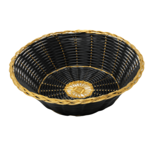 Magnum  Round Woven Basket 8'' Black/Gold - MAG4187