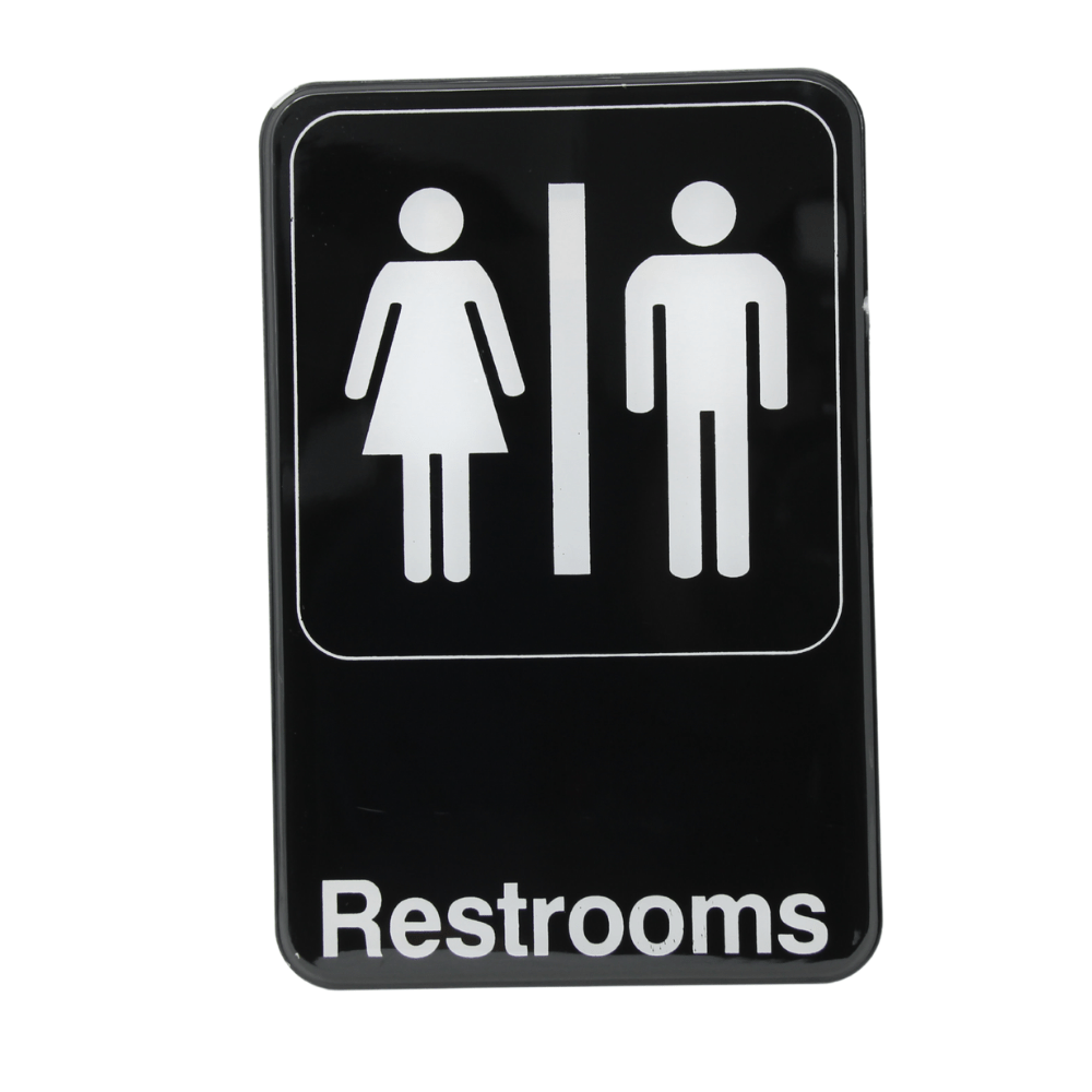 Royal BLACK Men/Women Restrooms Sign 9'' x 6''