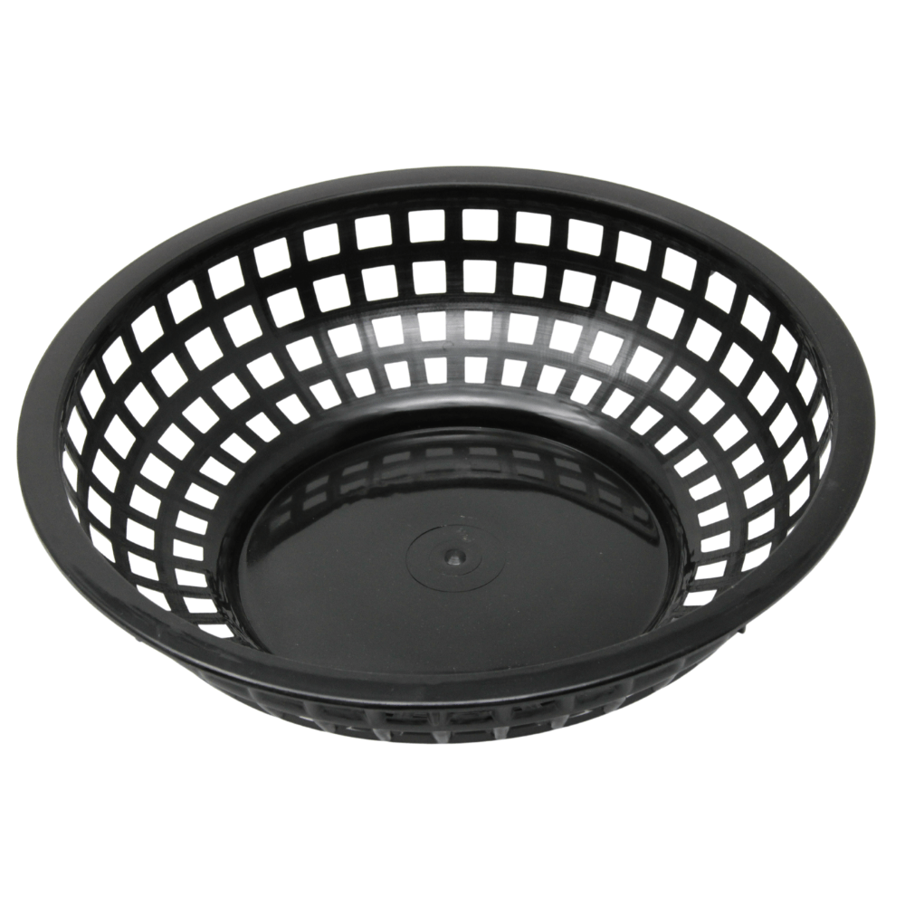JR Round Plastic Basket Black 8'' - 80751