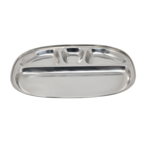 Vinod Stainless Steel Oval Compartment Plate (Dosa) 10'' x 13'' - OVCMP-25