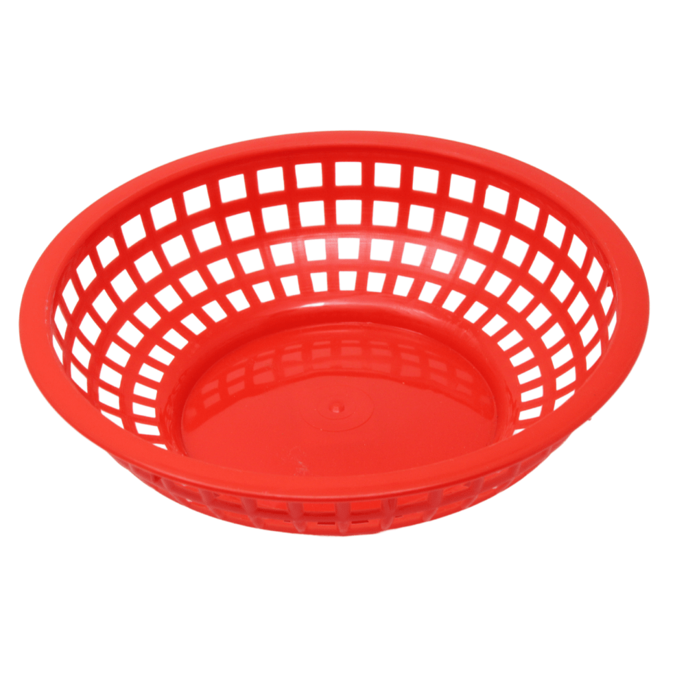 JR Round Plastic Basket Red 8'' - 80752