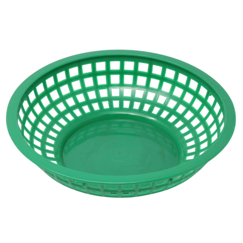 JR Round Plastic Basket Green 8" - 80754