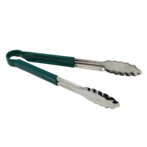 Royal 12'' Utility Tongs Stainless Steel/Green Hdl - ROYTSC12G