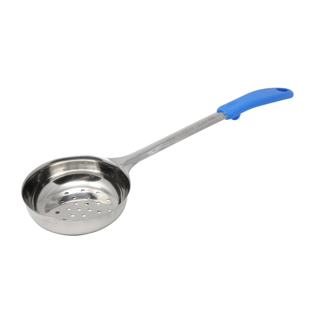 Winco Portion Control Spoon Perforated 8oz Blue - FPP-8