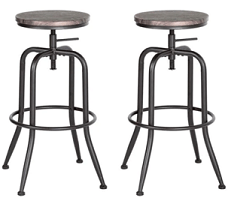 Anacletus #9788 - 27.2-30.3 in. Walnut Color Industrial Style Bar Stool (Set of 2) NEW IN BOX