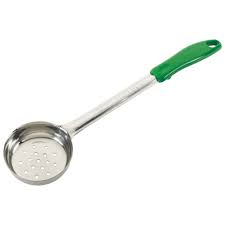 Winco Portion Control Spoon Perforated 4oz Green - FPP-4