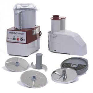 Robot Coupe R2 Dice Food Processor with 3 Qt. Grey Bowl, Continuous Feed & 4 Discs - 2 hp