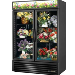 True GDM-49FC-HC~TSL01 BLK 54" 2 Glass Door Floral Merchandiser