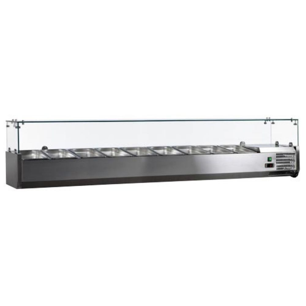 Omcan 79" Refrigerated Topping Rail with 9 Pan Capacity - 46680