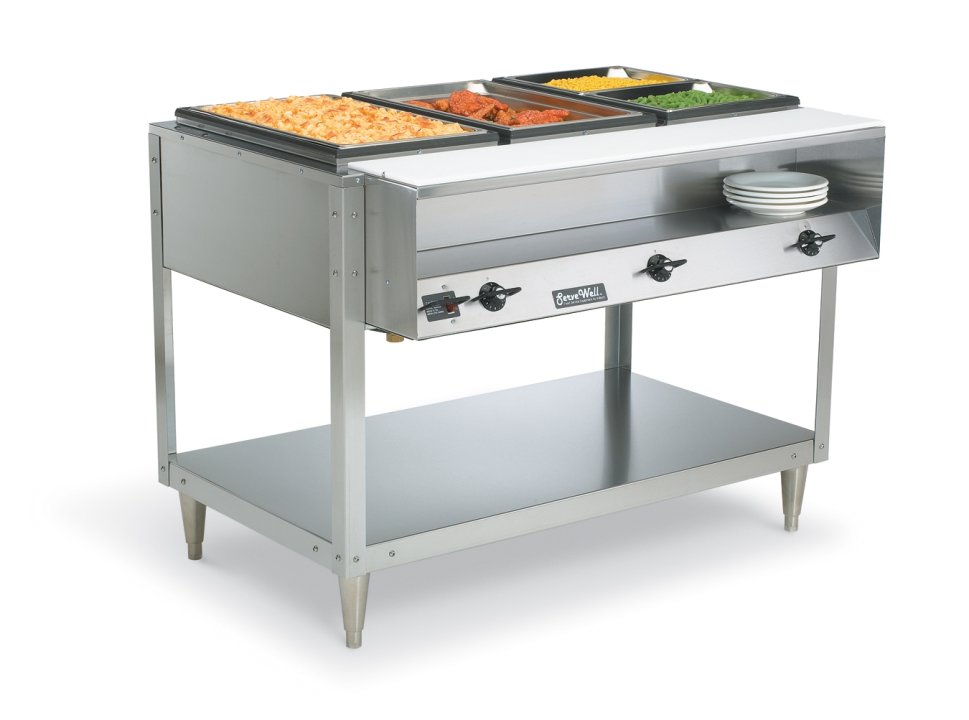 Vollrath 3-Well ServeWell® Hot Food Stations 208V w/ Sneeze Guard - 38117