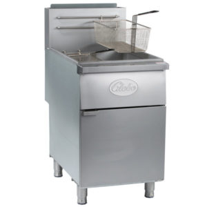 Globe GFF80G Natural Gas 80 lb. Stainless Steel Floor Fryer 18x18 Frying Area with 4 Castors