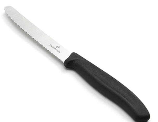 Victorinox 4-1/2" Blade Round Tip Serrated  Edge Pairing Knife Black Handle - 6.7833