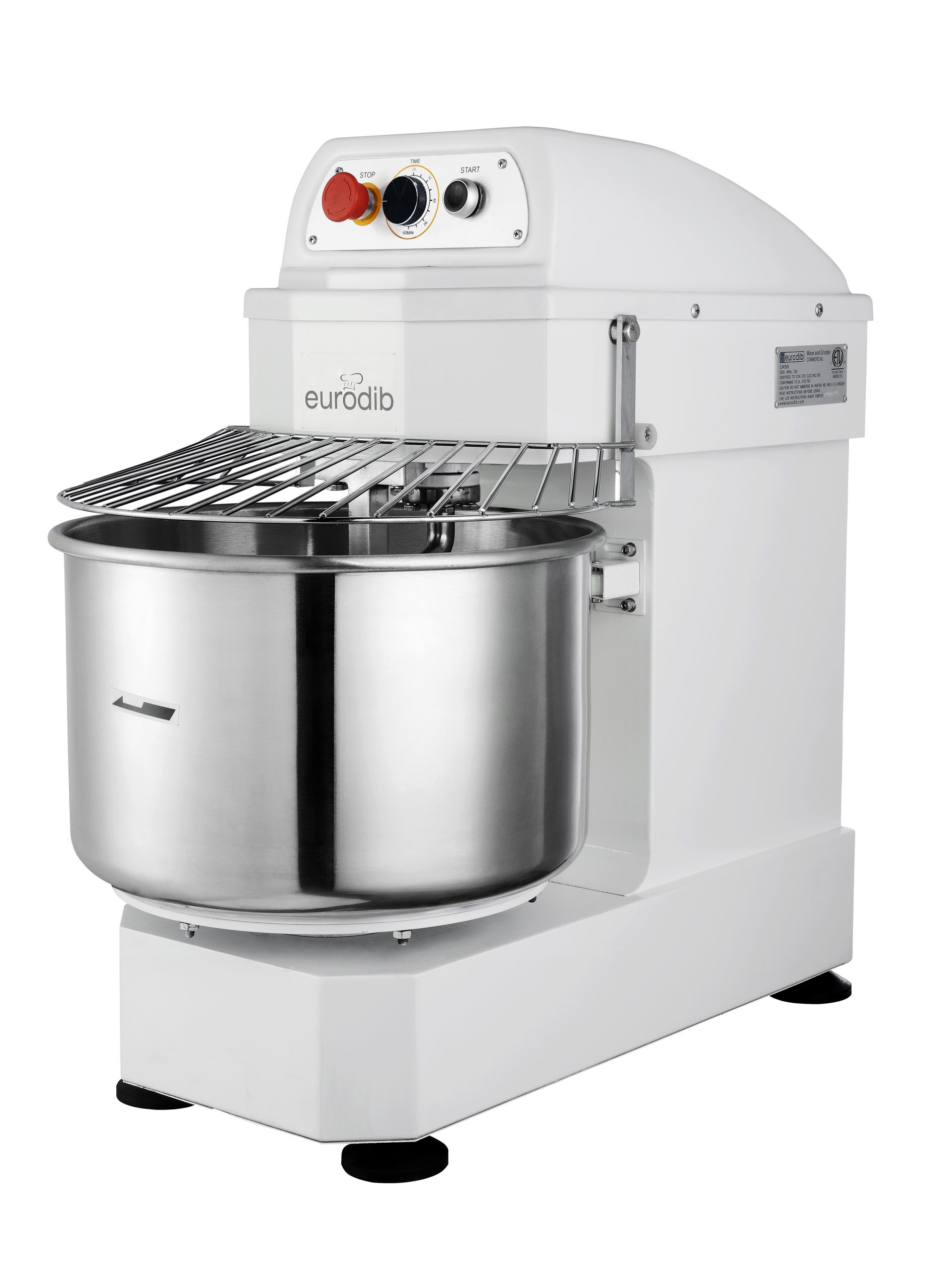 Eurodib LM30T Spiral Mixer 30 QT. capacity 26.5 lb Kneading Capacity With Timer 1 Speed, 220V
