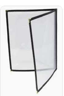 Winco Menu Cover Single Double Fold 9-9/16"x15"Black  - PMCD-14K