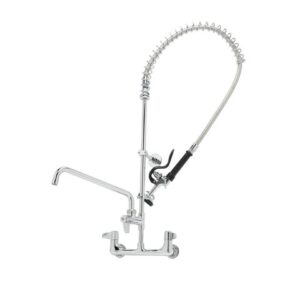 T&S Easy Install Pre-Rinse Wall Mount 8" Centre -12" Add-On Faucet - 5PR-8W12