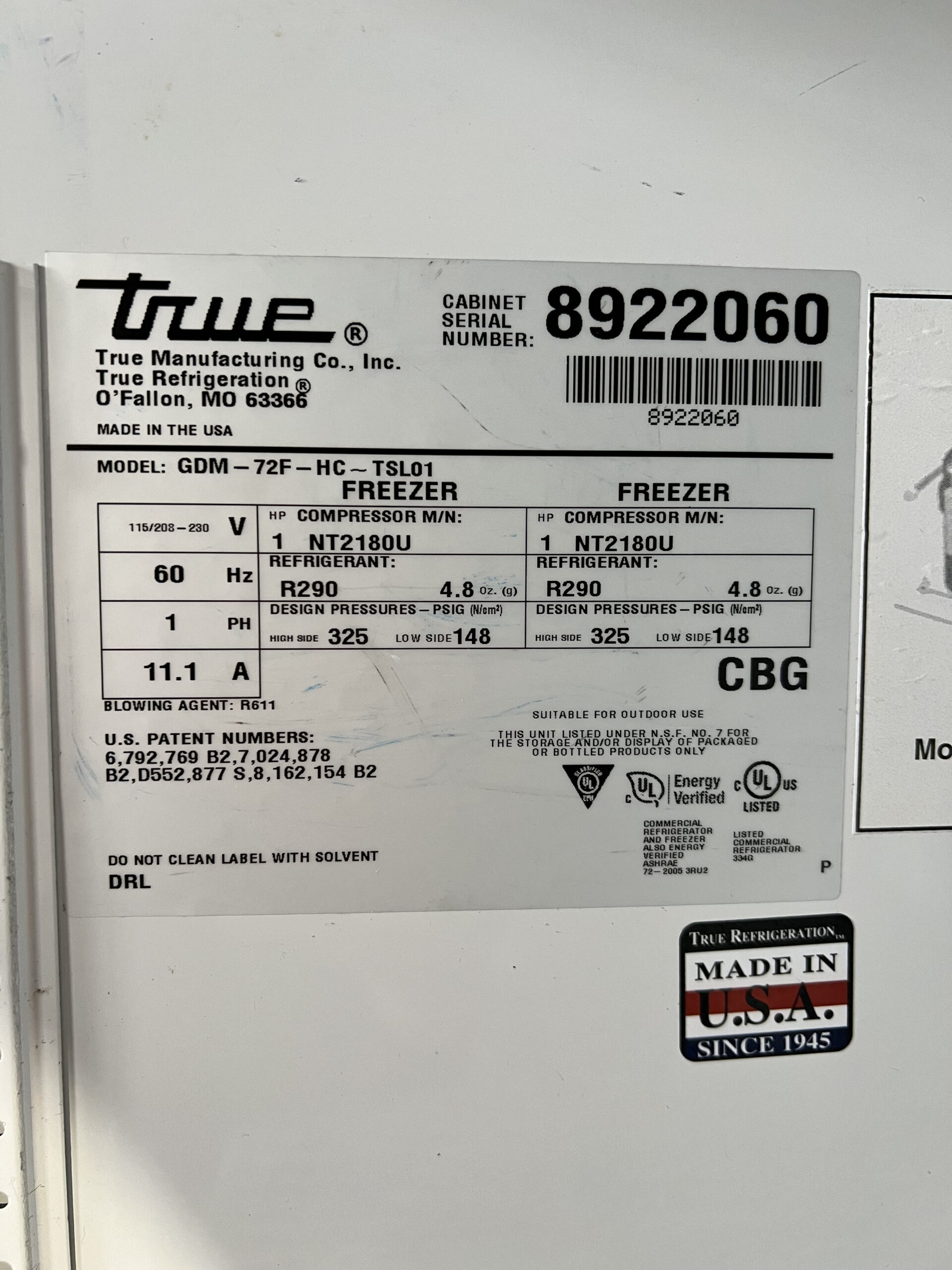 True GDM-72F 3 Door Swinging Glass Freezer 78" REFURBISHED - SRBAC-02