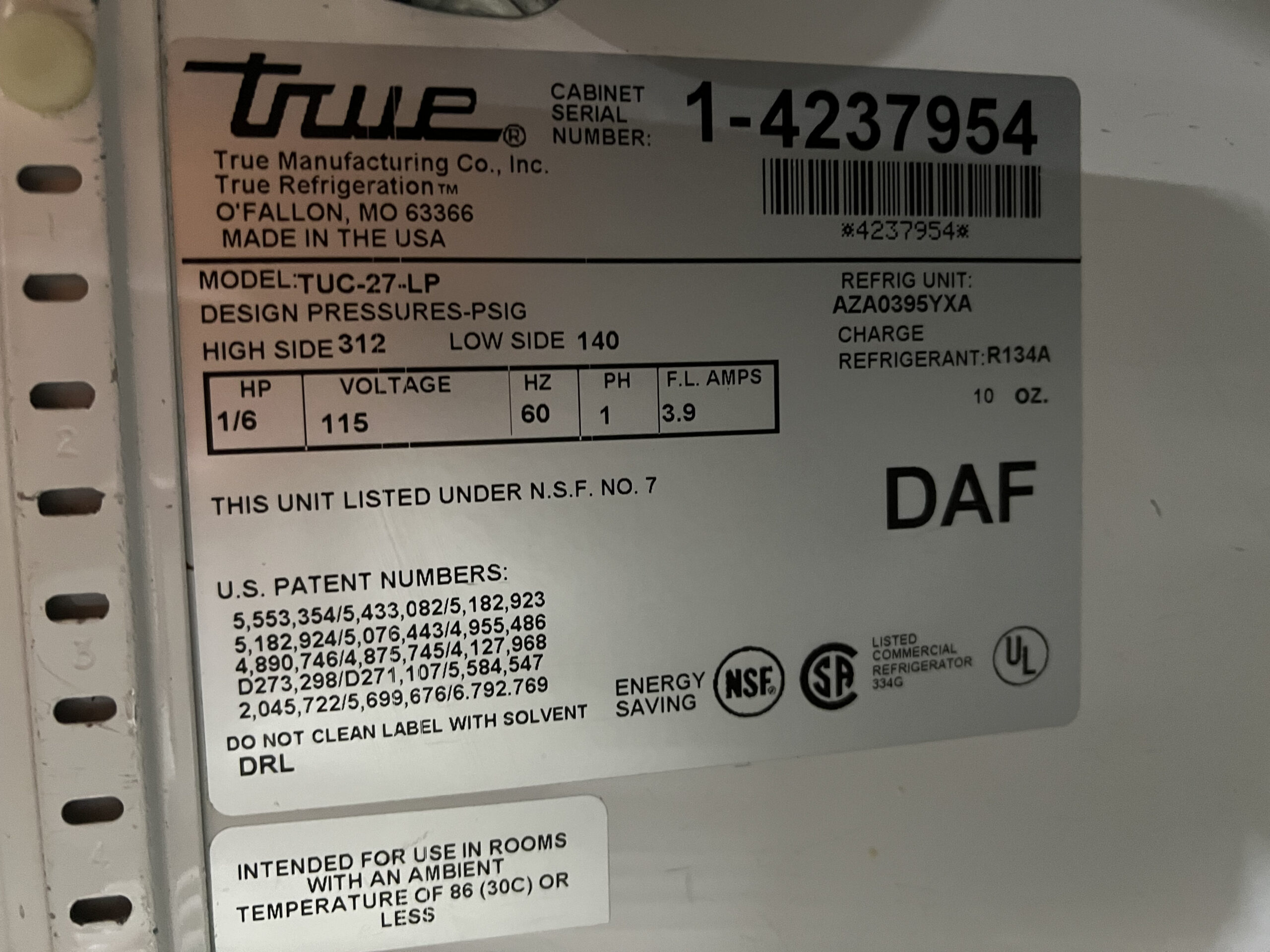 True TUC-27 Undercounter Refrigerator 27" REFURBISHED - SRB-9004