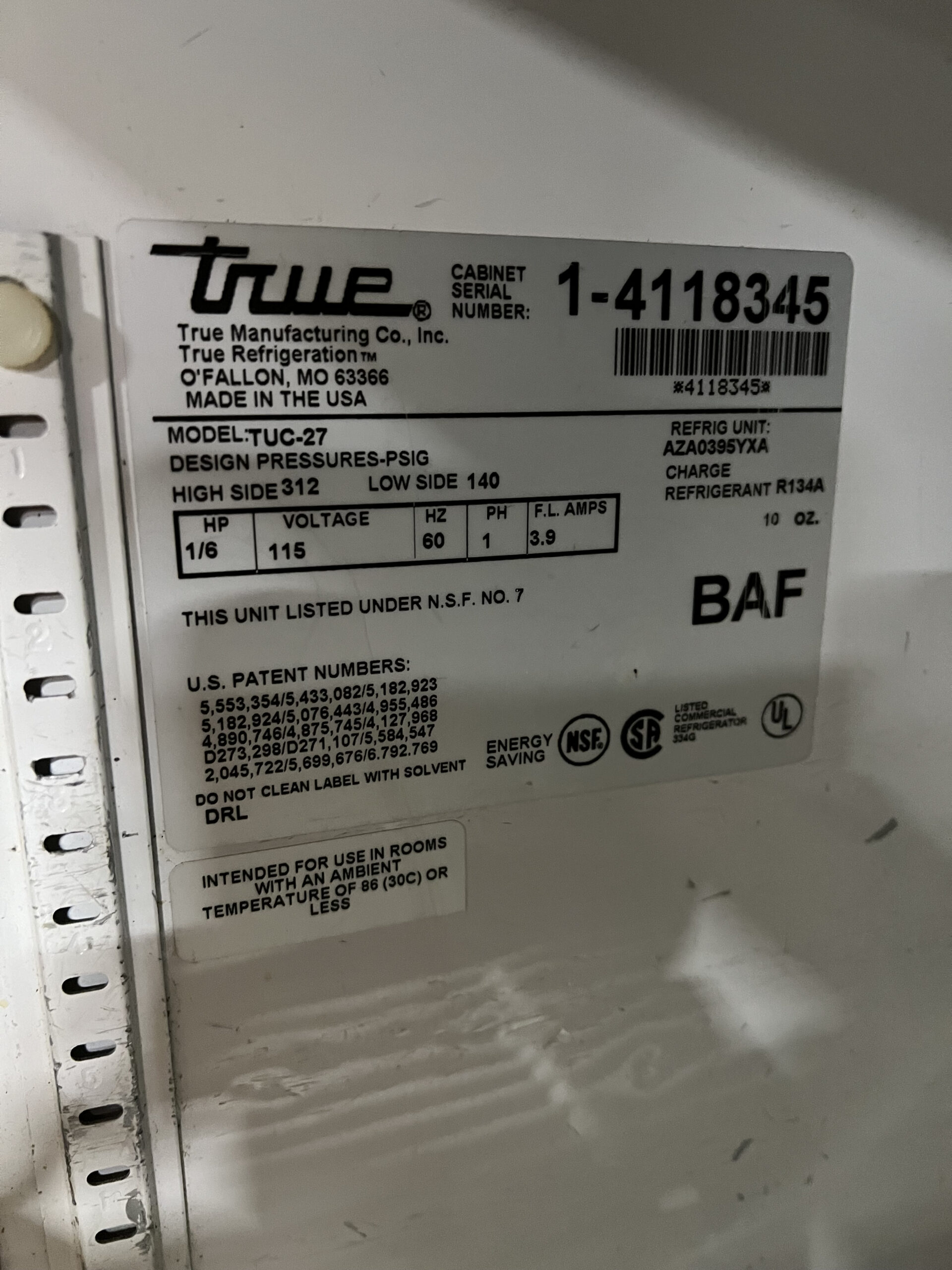 True TUC-27 Undercounter Refrigerator 27" REFURBISHED CFE-0167 True TUC-27 Undercounter Refrigerator 27" REFURBISHED CFE-0167