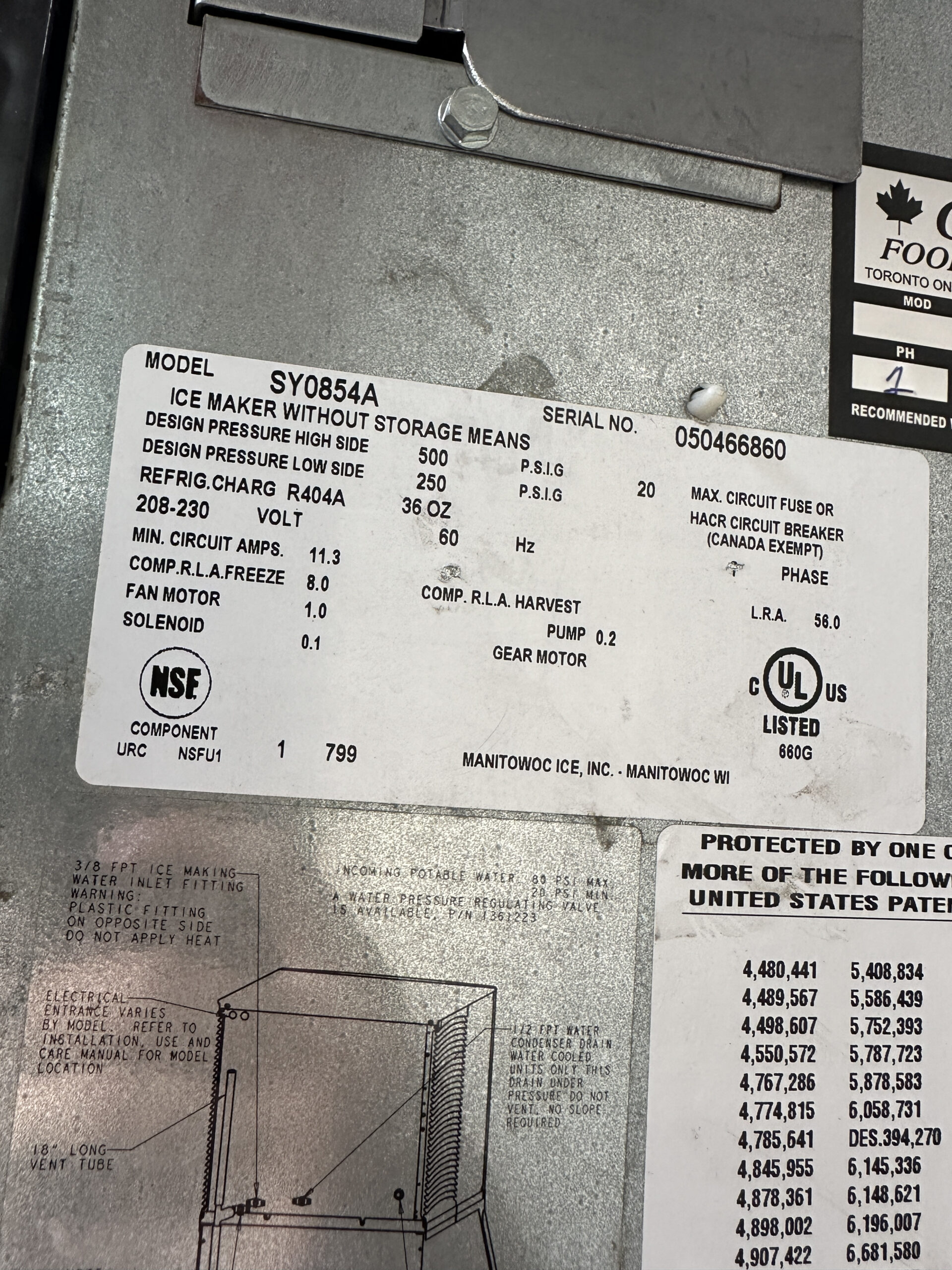 Manitowoc Ice Machine 24" Wide | SYO854A 850lbs | Air Cooled | 208-230V | Used - ICE - 003