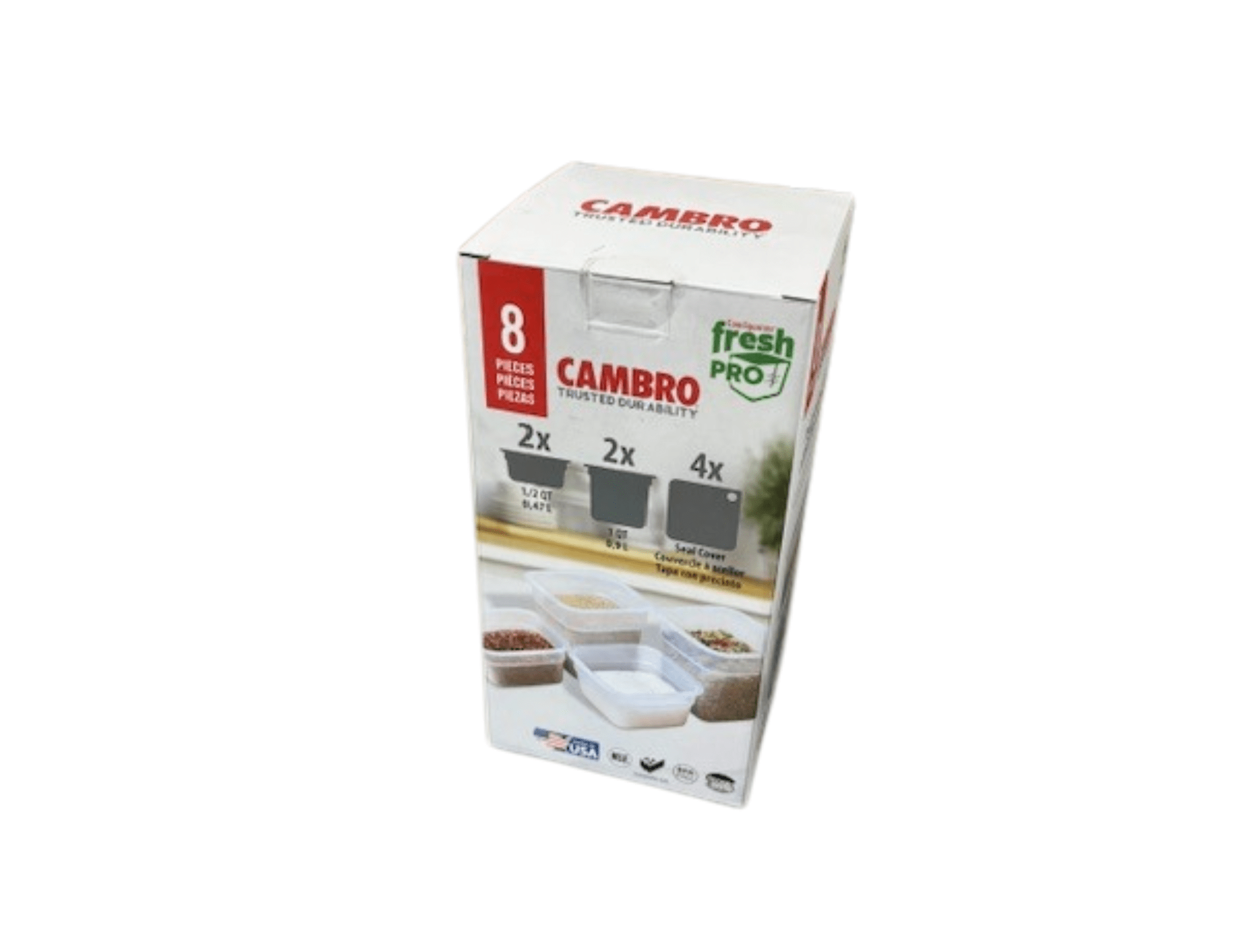 Cambro 8 Piece Food Storage Containers With Seal Covers - FPMINI8190