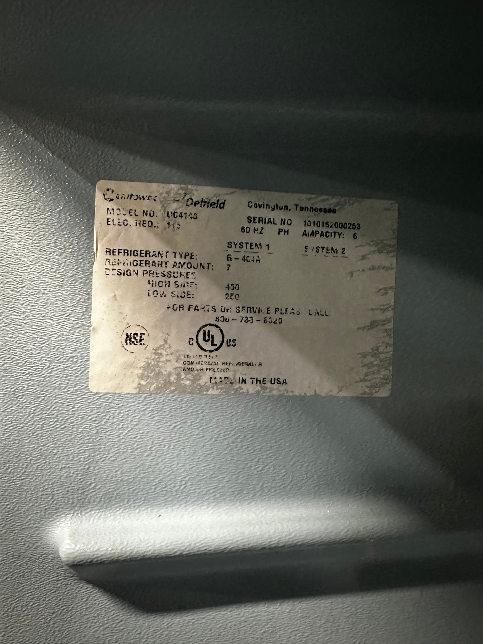 Delfield UC4048 Self-Contained 48” Wide 2 Door Undercounter Refrigerator 120V - REFURBISHED - SRB-0902