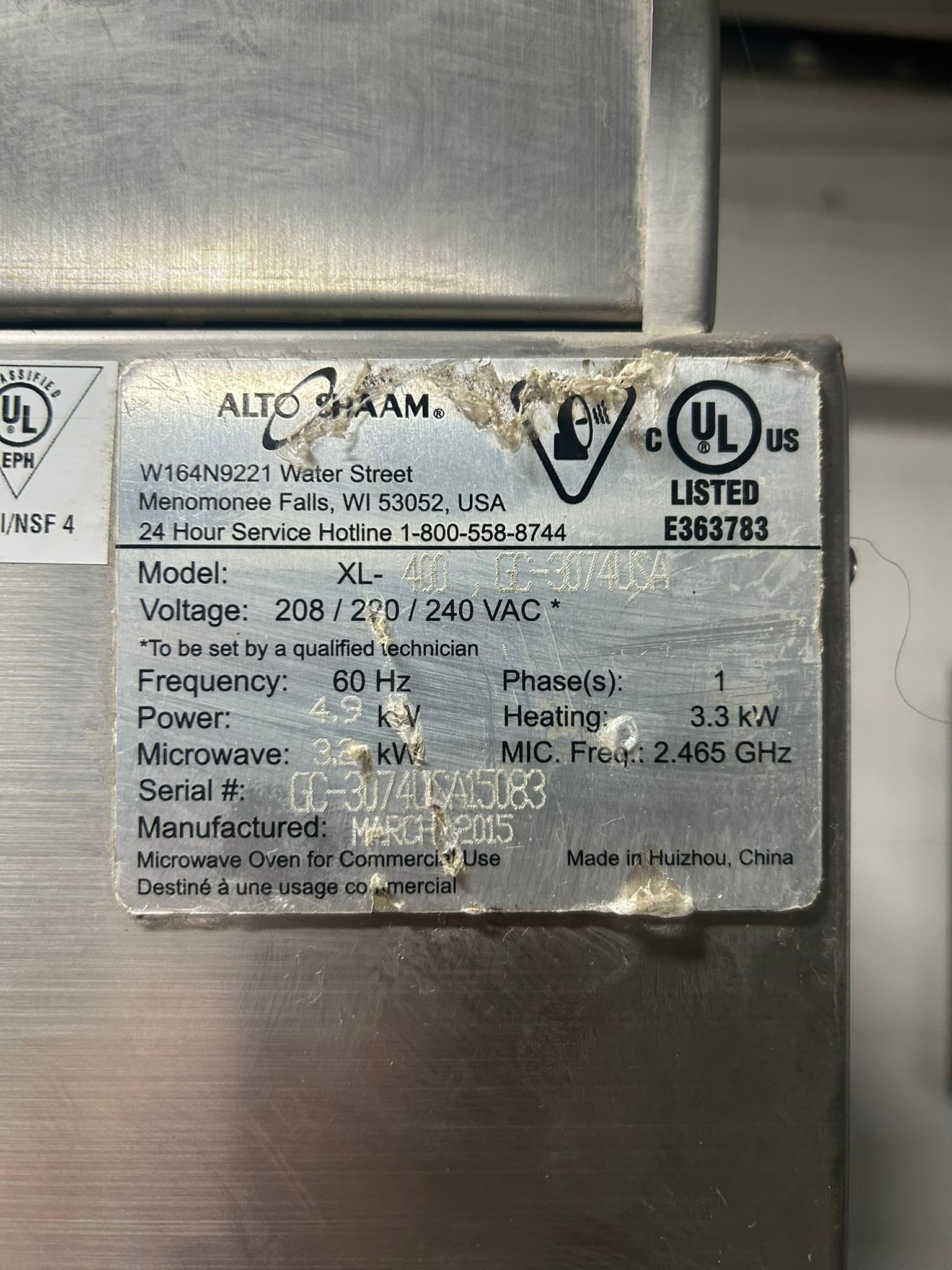 Alto Shaam Express Oven, Used Model # XL400 REFURBISHED - SRB-1121 Alto Shaam Express Oven, Used Model # XL400 REFURBISHED - SRB-1121
